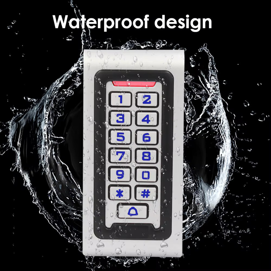 LUCKING DOOR RFID Standalone Türzugangskontrolle mit Tastatur und Hintergrundbeleuchtung, 13,56 MHz, IP65 wasserdicht, Farbe: Weiß - Bild 3