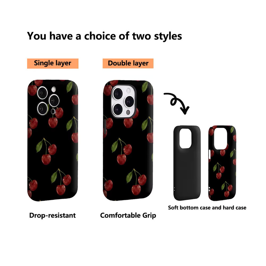Potdemiel Handyhülle mit doppelschichtiger Rückseite für iPhone 17 16 15 14 13 12 11 Pro Max Plus in Dark Cherry - Bild 3