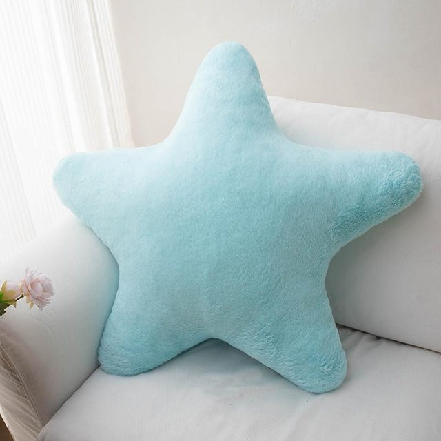 Sternförmiges Plüschkissen von Yiran Health & Beauty in Blau, Durchmesser: 40 cm - Bild 1