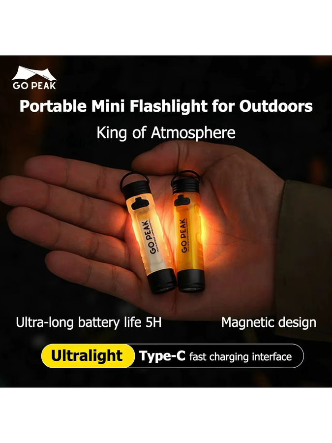 GOPEAK 5050 Kleine Outdoor-Taschenlampe mit LED-Umgebungslicht, Schlüsselclip und wiederaufladbarem Akku in Weiß oder Schwarz - Bild 5