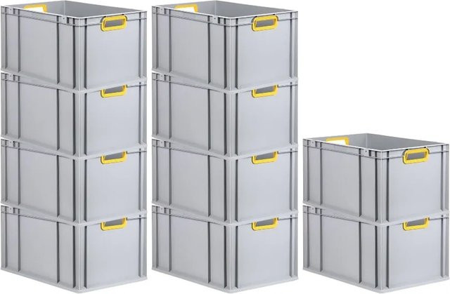 PROREGAL Spar Set 10x Eurobox Nextgen Color Transportboxen mit verstärktem Boden und Griffen, Farbe: Gelb, H x B x T: 32 x 40 x 60 cm, 65 Liter - Bild 1