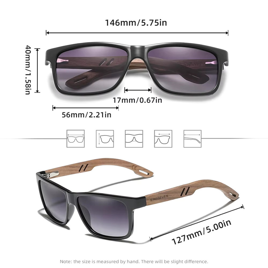 FORQUEEN Sonnenbrille Holz, Vollrand, braun, Unisex, polarisiert - Bild 2