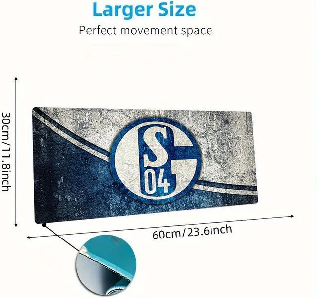 Lalilata Home Schalke 04 Gaming-Schreibtischmatte XXL, rutschfestes Mauspad mit genähten Kanten, Grau, B: 60 cm, T: 30 cm - Bild 1