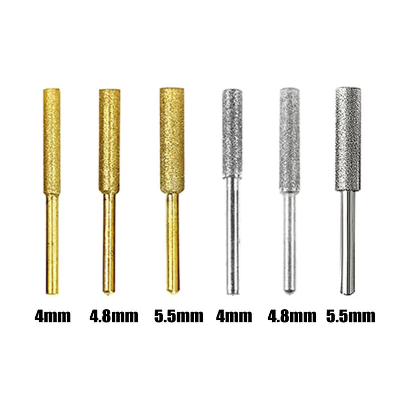 6 Stück diamantbeschichtete Kettensägenschärfer zylindrische Schleifköpfe von DAZZLEEX für 4 mm, 4,8 mm und 5,5 mm - Bild 2
