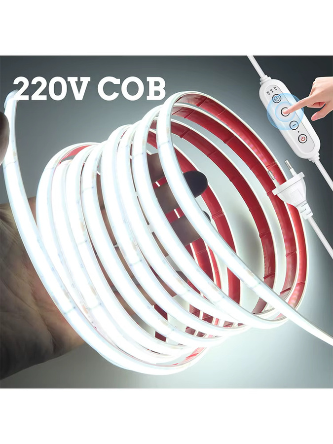 HEGEHE COB LED-Streifen mit EU-Stecker, 1 Meter, Weiß, dimmbar, 240 LEDs/m, AC 220V - Bild 5