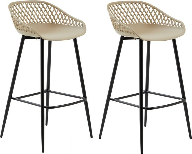 IDIMEX Barhocker 2er Set IREK in Beige mit Diamantmuster und Retro-Design aus Metall, Höhe: 109 cm - Bild 1