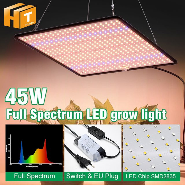 Hunta Vollspektrum-LED-Wachstumslampe 45W mit SMD2835 Chips, 3000K, Schwarz - Bild 1