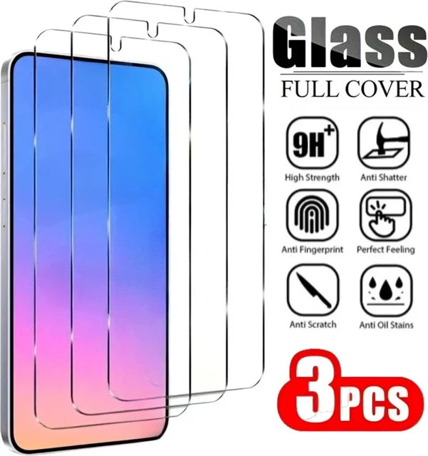 3er-Pack Ultra HD Displayschutzfolie aus gehärtetem Glas für Samsung Galaxy S25 S24 S23 S22 S21 Plus FE in Transparent - Bild 1