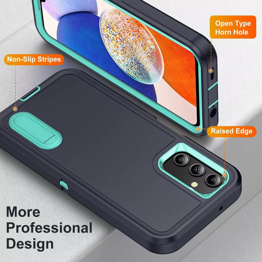 Militärische Schutzhülle mit integriertem Ständer für Samsung Galaxy S26 Plus, S25, S24+, S23 FE und S22 Ultra Plus in Schwarz und Orange - Bild 1