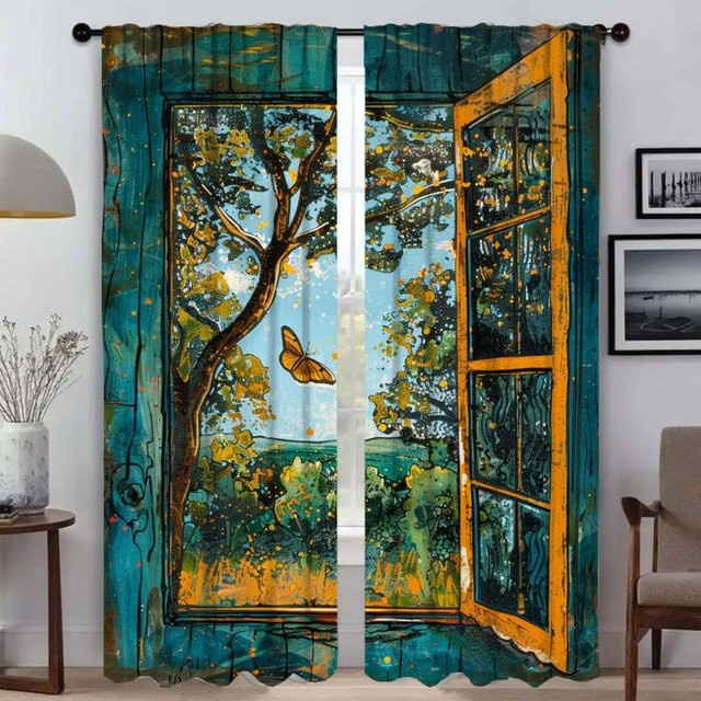 2er-Set Blaue Moskitonetze als Innenvorhänge für Fenster und Wohnzimmer, Breite: 50 cm, Höhe: 70 cm - Bild 1