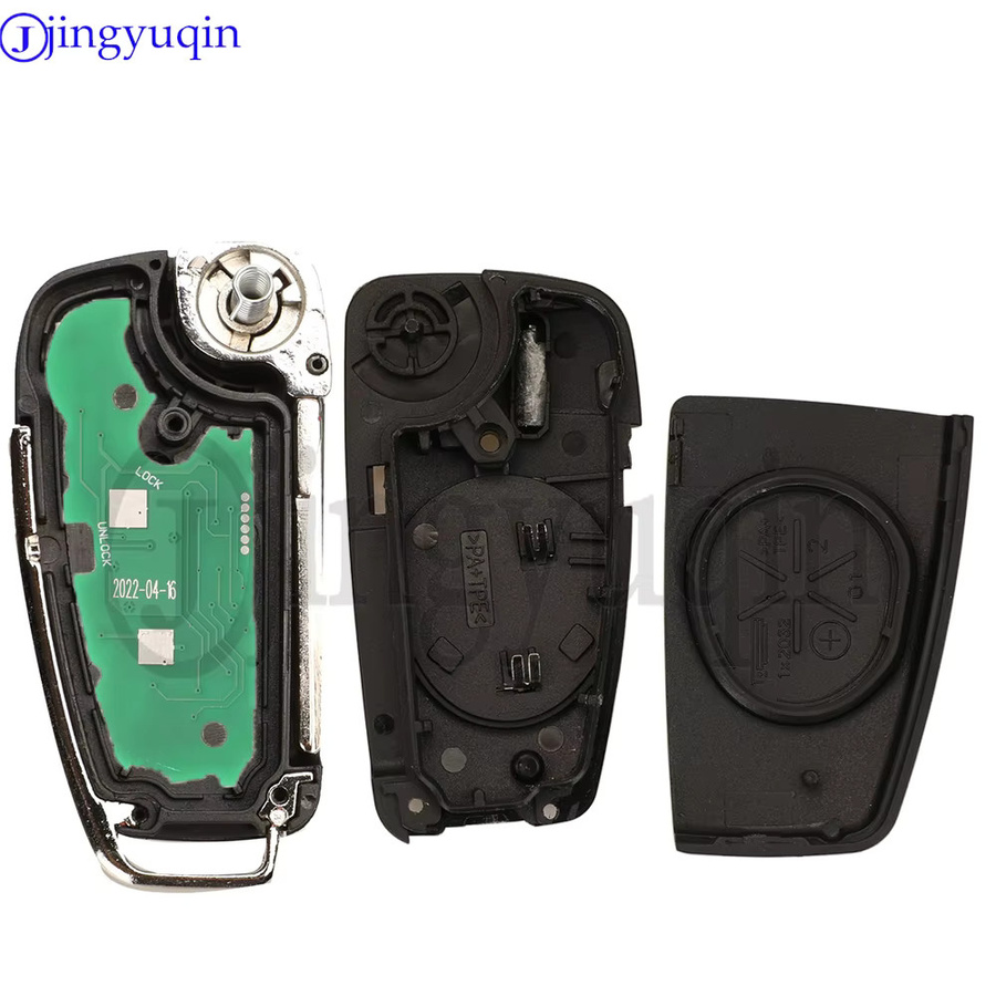 Jingyuqin Auto Fernbedienung Ersatzschlüssel für Audi mit ID48 Chip und 3 Tasten, 315 MHz, Schwarz - Bild 4