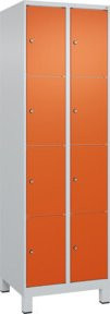 C+P Schließfachschrank Classic PLUS mit 2 Abteilen und Füßen, Farbe Grau mit orangefarbener Front, B/T/H: 195 x 60 x 50 cm - Bild 1