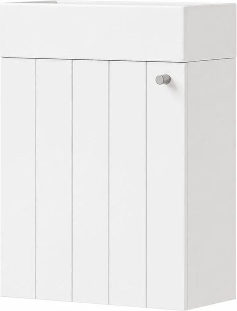 PXloue Waschbeckenunterschrank für das Badezimmer, wandhängend, Weiß, SoftClose, B/T/H: 41 x 23 x 62,5 cm - Bild 1