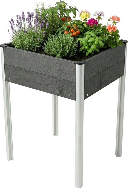 Floordirekt WPC Hochbeet Salina mit Alu-Stelzen, witterungsbeständig, Anthrazit, B/T/H: 60 x 50 x 90 cm - Bild 1