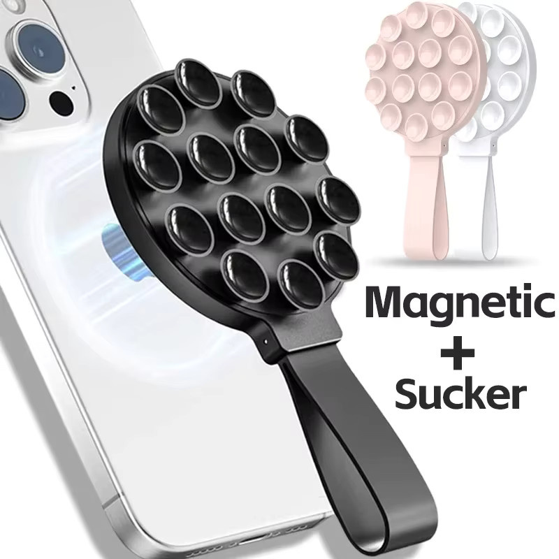 VIKEFON Multifunktionaler magnetischer Telefonhalter mit Silikon-Saugnapf, tragbarer Hand- und Personenständer für MagSafe iPhone 16–12 - Bild 2