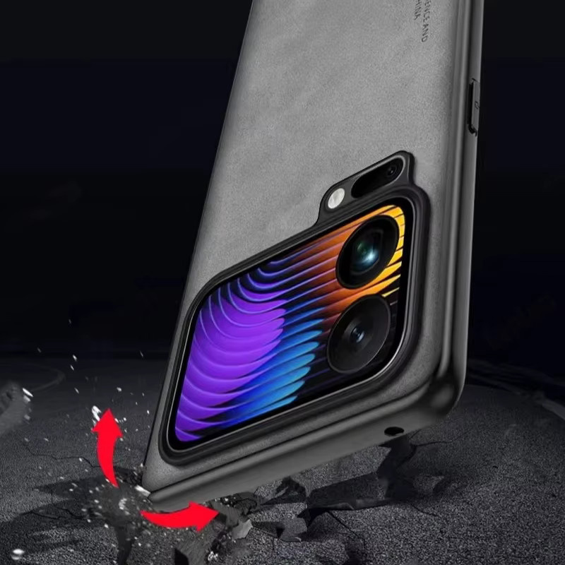 Luxuriöse Business-Handyhülle aus Schaffell-Leder für Xiaomi 17 Pro Max, 15T und 14T Pro 5G in Rot mit All-Inclusive-Objektivschutz - Bild 3