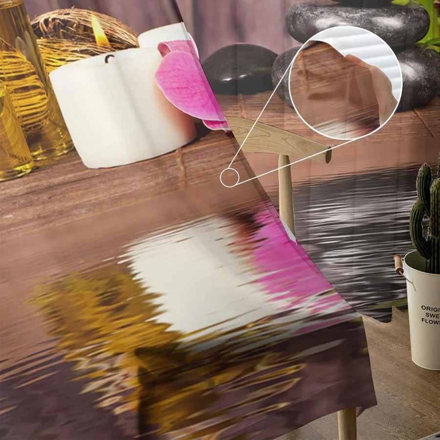 Yiran Furniture Voile Vorhang mit Orchideen- und Bambus-Design, Transparent, Mehrfarbig, Breite: 135 cm, Höhe: 160 cm - Bild 3