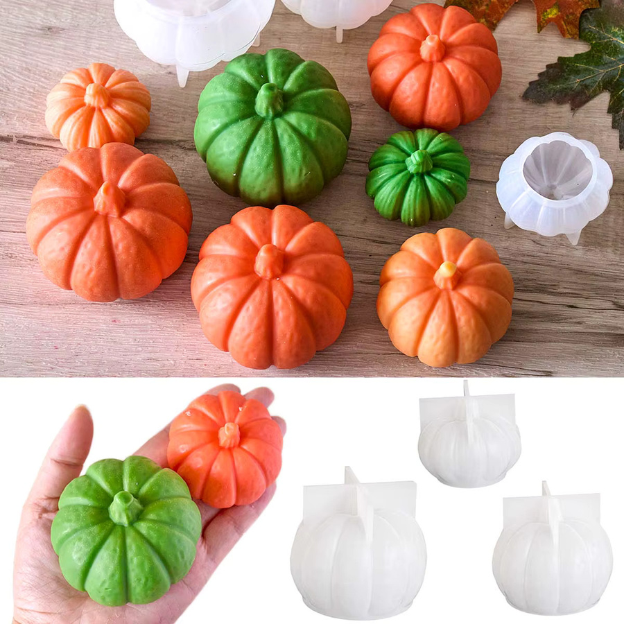 UDOCOOL Silikonform für Halloween Kürbis Ornamente in Orange zur DIY Gestaltung von Kerzen, Seife, Gips und Harz - Bild 2