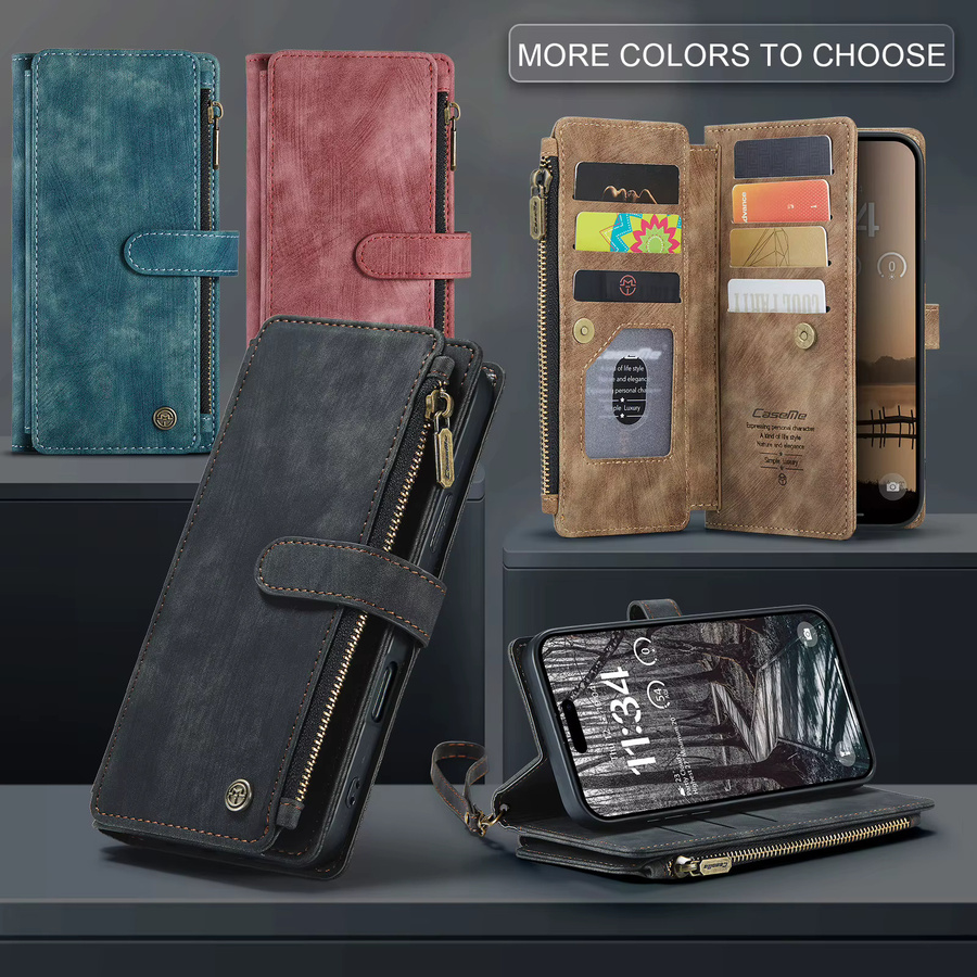 Premium Business Ledertasche als Wallet Card Flip Cover für Apple iPhone 17, 16, 15, 14, 13, 12, 11 Pro Max Plus und Mini in Schwarz oder Blau - Bild 6