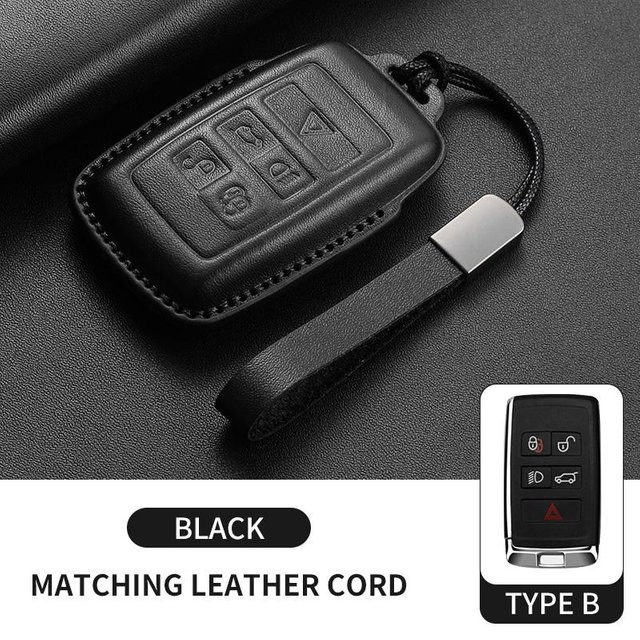 Leder Autoschlüsselhülle für Land Rover Range Rover Sport Evoque Freelander Velar Discovery 4 in Schwarz - Bild 1