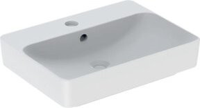 Geberit Aufsatzwaschtisch VariForm aus Sanitärkeramik in Weiß, B/T: 60 x 45 cm, mit Keramikablauf und Überlauf, Ausführung rechts - Bild 1