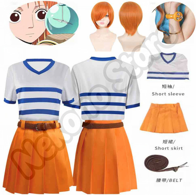 HHYRCOS One Piece Nami Cosplay Kostüm, Japanische Uniform, Kleid - Bild 1