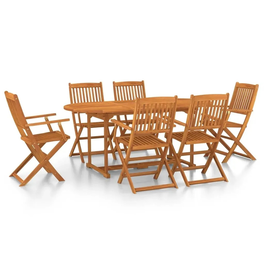 vidaXL 7-teilige Garten-Essgruppe aus Akazien-Massivholz in Braun, B/T/H: 180 x 90 x 75 cm - Bild 2