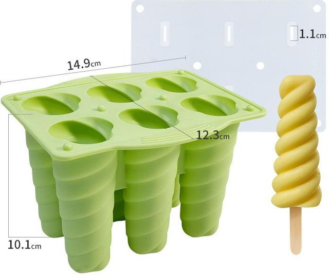 SEEQS Silikon Eisform mit 6 Löchern in Grün für hausgemachte Popsicles und Gelee - Bild 1