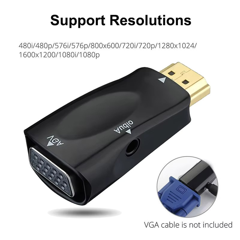 AEVYVKV HDMI auf VGA Konverter Adapter mit 3,5mm Audio Buchse für PC Laptop Tablet in Schwarz, 1080p Full HD - Bild 4