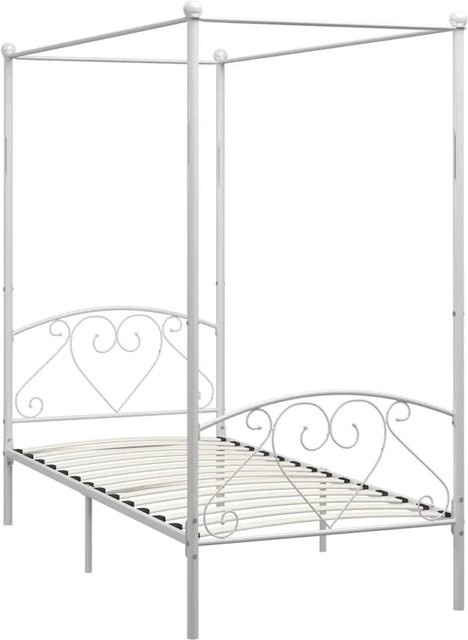 vidaXL Himmelbett-Gestell aus Metall in Weiß, B/T/H: 100 x 200 x 147,5 cm - Bild 1