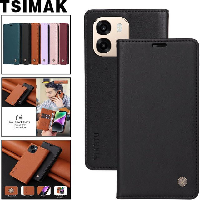 Lederhülle für OPPO Reno 14 15 Pro Max Mini 15F 14F 15C 5G Flip Wallet Coque in Schwarz - Bild 1