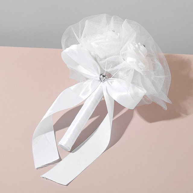 TRUE LOVE GIFT Brautstrauß aus Textilrosen in Weiß für Brautjungfern und Blumenmädchen - Bild 1