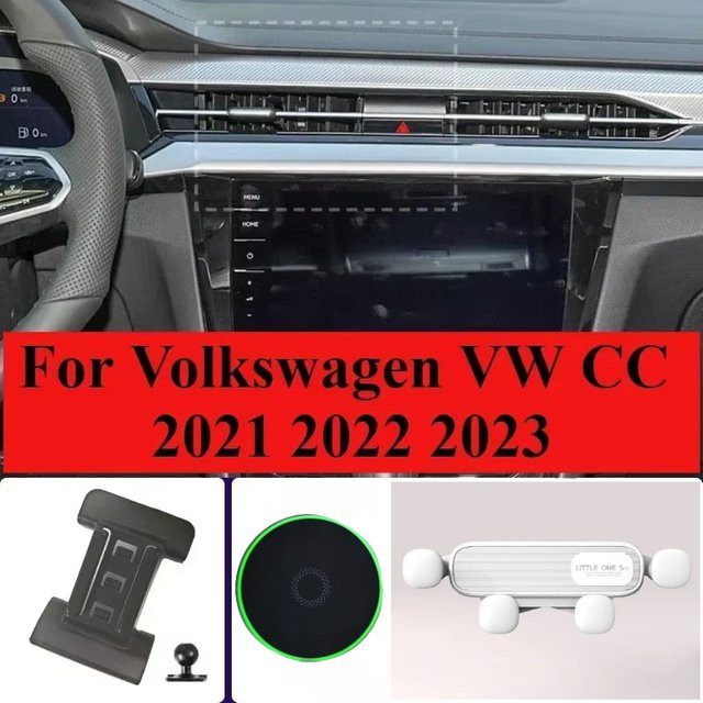 Drahtlose Handyhalterung für Volkswagen CC und Arteon (2021-2023) mit fester Basis und Ladefunktion, Schwarz - Bild 1