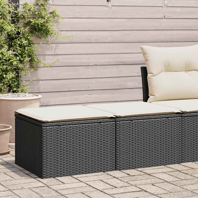 vidaXL 2-teiliges Garten-Sofagarnitur Set aus Polyrattan und Akazie mit Kissen in Schwarz - Bild 3