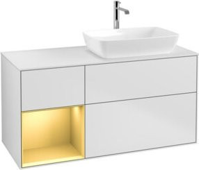 V&B Waschtischunterschrank Finion in Weiß lackiert mit goldenem Regal, Breite: 120 cm, Tiefe: 50,1 cm, Höhe: 50,1 cm - Bild 1