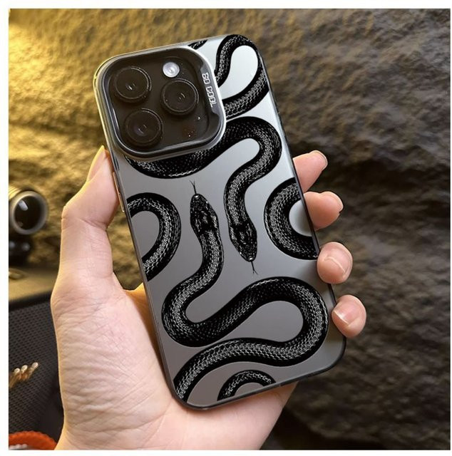 Stoßfeste iPhone 16 Pro Max Schutzhülle mit Luxus Schlangen-Design aus weichem IMD-Material - Bild 1