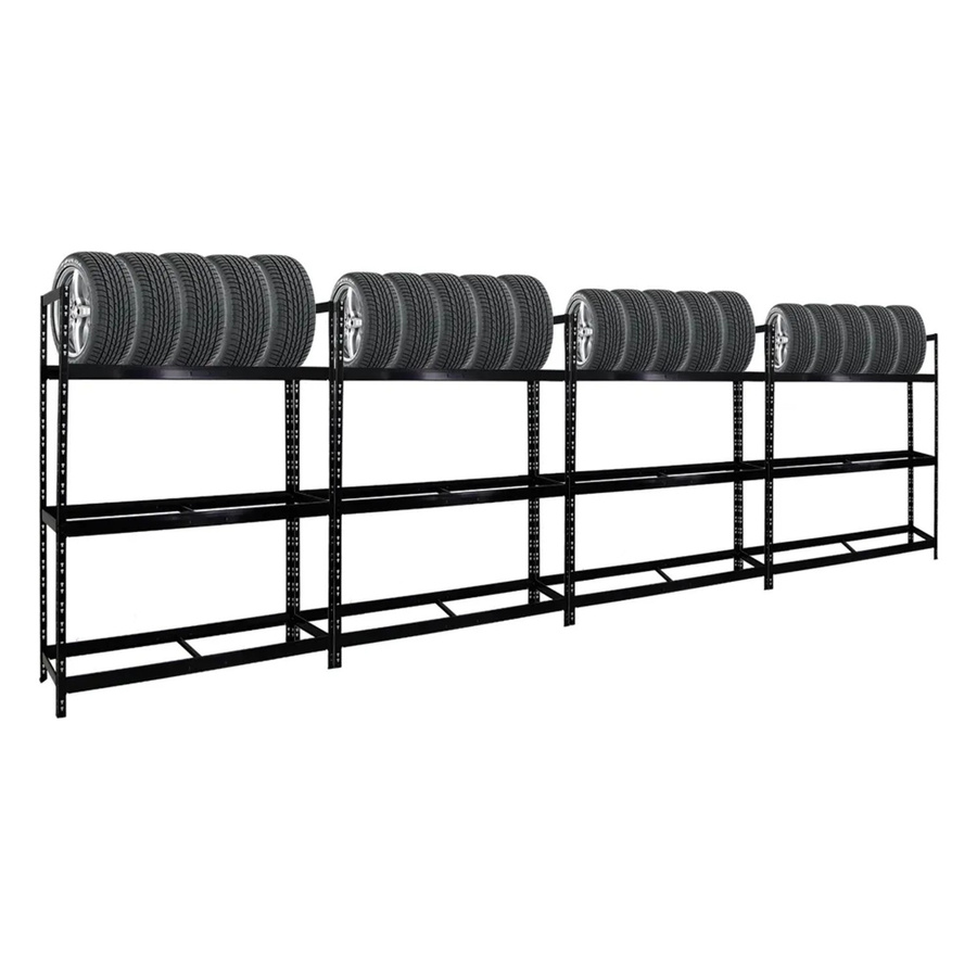 PROREGAL Reifenregal Tiger XL Schwarz, 4er Set aus Stahl für Garage und Werkstatt, H x B x T: 200 x 150 x 45 cm - Bild 2