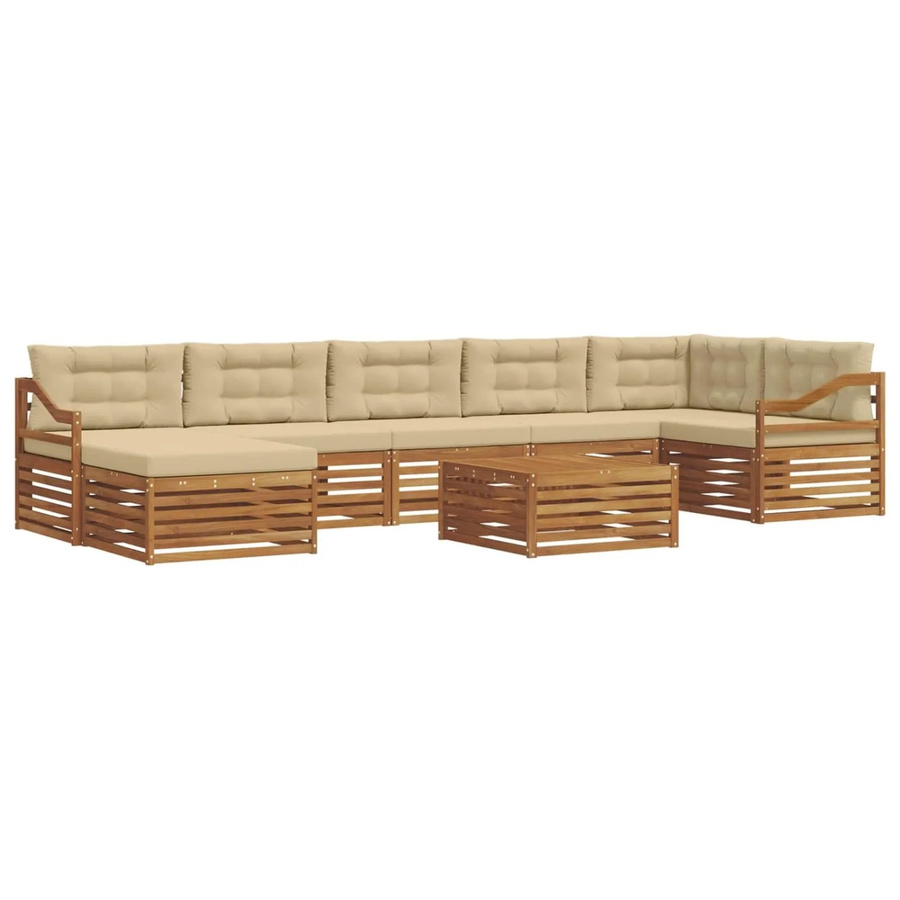 vidaXL Sofagarnitur 8-teilig aus Massivholz Akazie in Natur und Beige - Bild 2