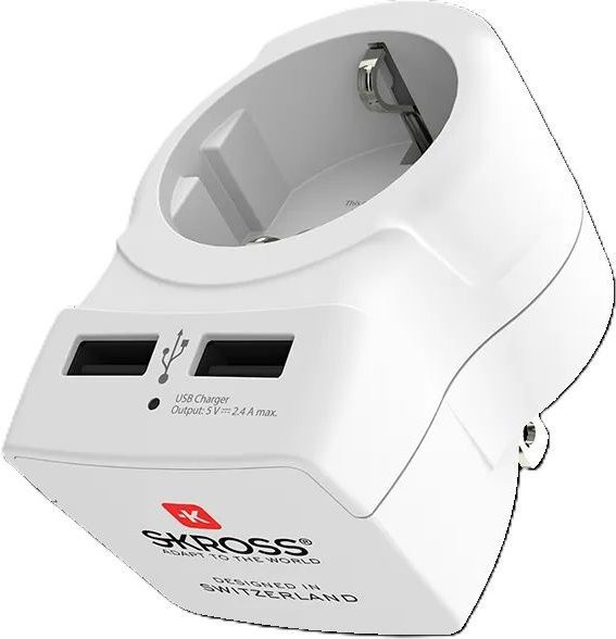 SKROSS Reiseadapter von Europa nach USA mit USB-C und USB-A Anschlüssen in Weiß - Bild 1