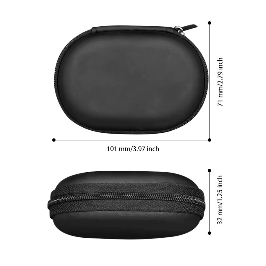 Elenxs Kopfhörer-Etui aus PU-Leder in Schwarz, ovale Headset-Tasche und staubdichter Organizer für dein Zubehör - Bild 3