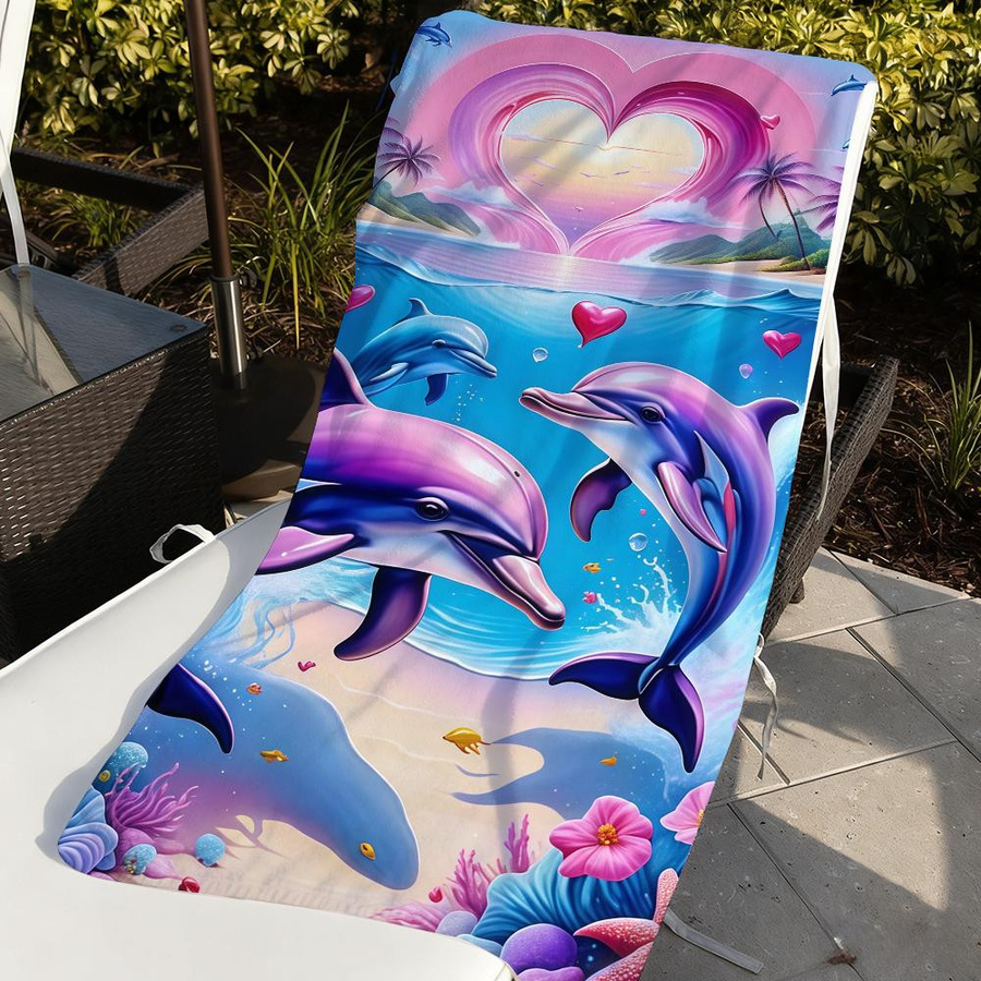 Schnelltrocknendes Strandtuch mit tropischem Delfin-Aufdruck von Shanika Chen, B/H: 30 x 60 cm - Bild 4