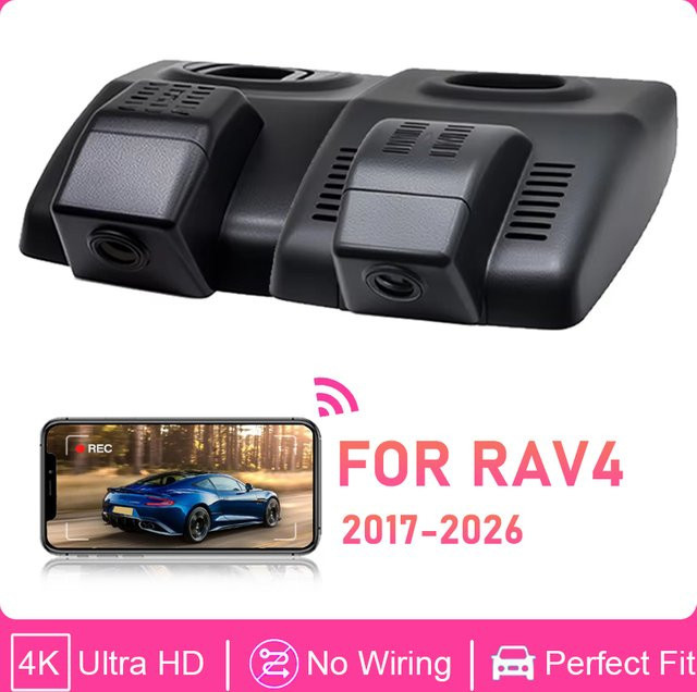 CARBAOHUI Dashcam 4K für Toyota RAV4 XA50 XA40 (2017-2025), Venza und Harrier, Auto-DVR-Kamera-Recorder im OEM-Design, Schwarz - Bild 1