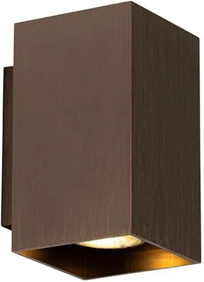 QAZQA Moderne Wandleuchte Sandy Quadratisch in Dunkelbronze aus Aluminium mit GU10 Fassung und Dimmfunktion - Bild 1