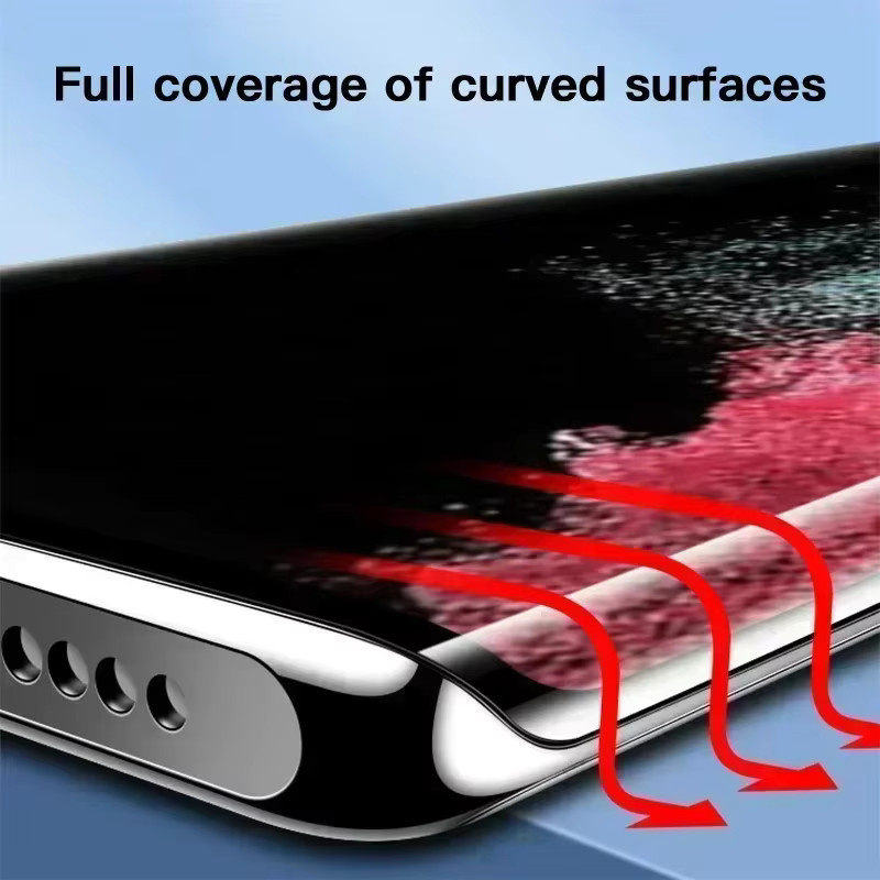 SKIG UV-Schutzfolie aus gehärtetem Glas für Samsung Galaxy S24 Ultra S23 S22 S21 S20 Plus, transparent, vollständig gebogen - Bild 2