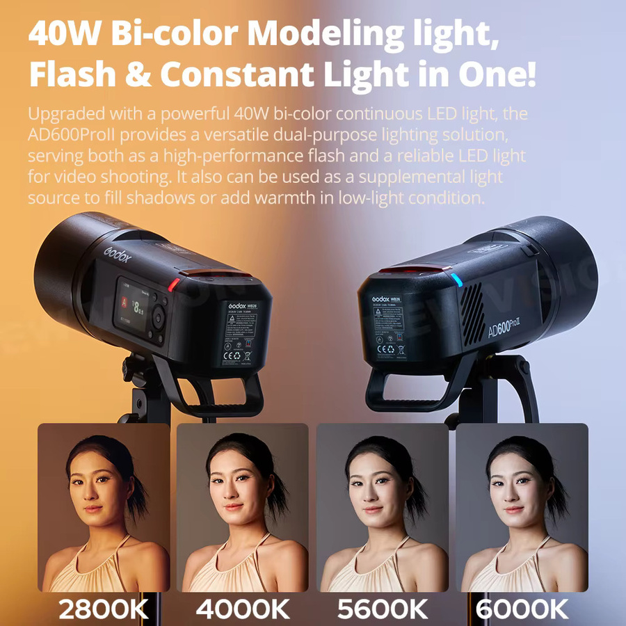 Godox AD600Pro II Kabelloser All-in-One Outdoor-Blitz 600W Schwarz mit TTL und Hochgeschwindigkeits-Synchronisation kompatibel mit Canon Nikon Sony Olympus - Bild 4