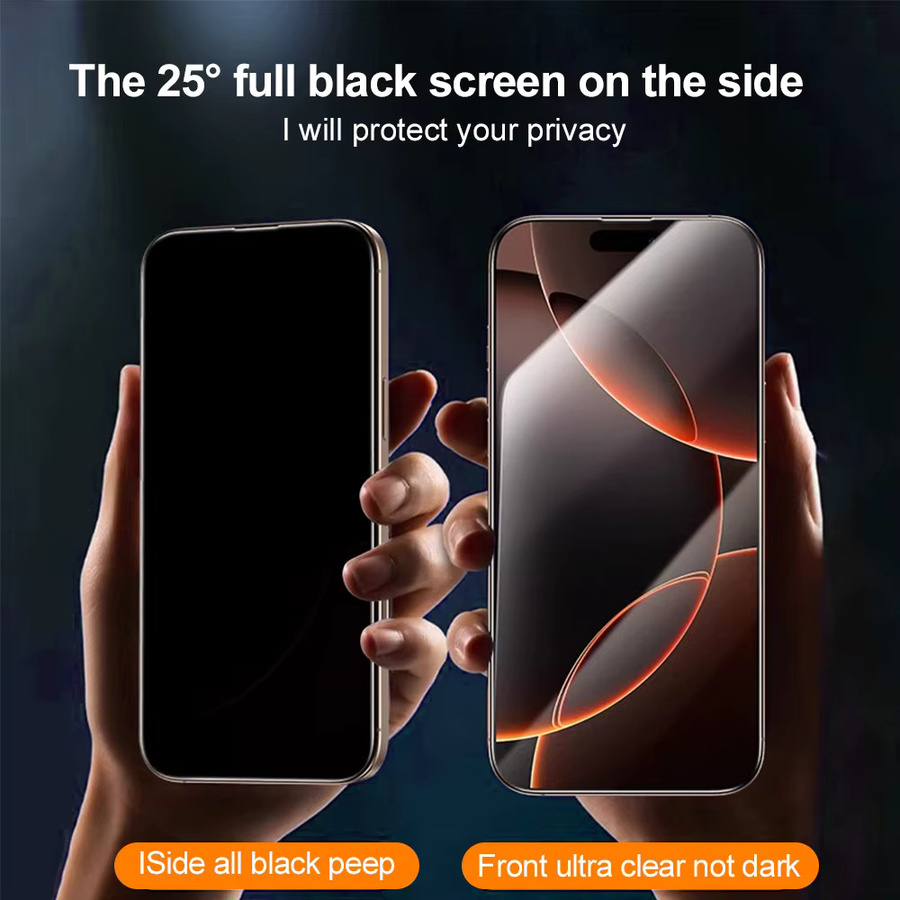 Bolomboy Anti-Spionage Displayschutz aus gehärtetem Glas für iPhone 11 12 13 14 15 16 17 Pro Max Plus X XR Xs Max transparent - Bild 5