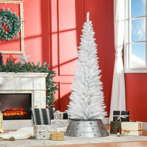 HOMCOM Weihnachtsbaum als Kunsttanne in Weiß, B/H: 55 x 180 cm - Bild 2