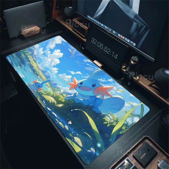 Rutschfeste Gaming-Tastatur-Unterlage mit buntem Anime-Pokémon-Muster von Potdemiel für PC und Laptop, XXL Mauspad in Multicolor - Bild 1