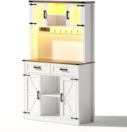okwish Barschrank mit LED-Beleuchtung und Steckdosen in Weiß, B/T/H: 100 x 40 x 172 cm