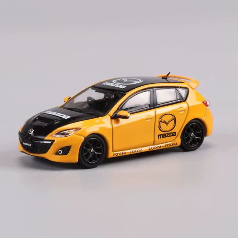 MAKEDA Mazda 3 MPS Sportwagen-Modell, 1:64, Metall, Schwarz, Gelb - Bild 1